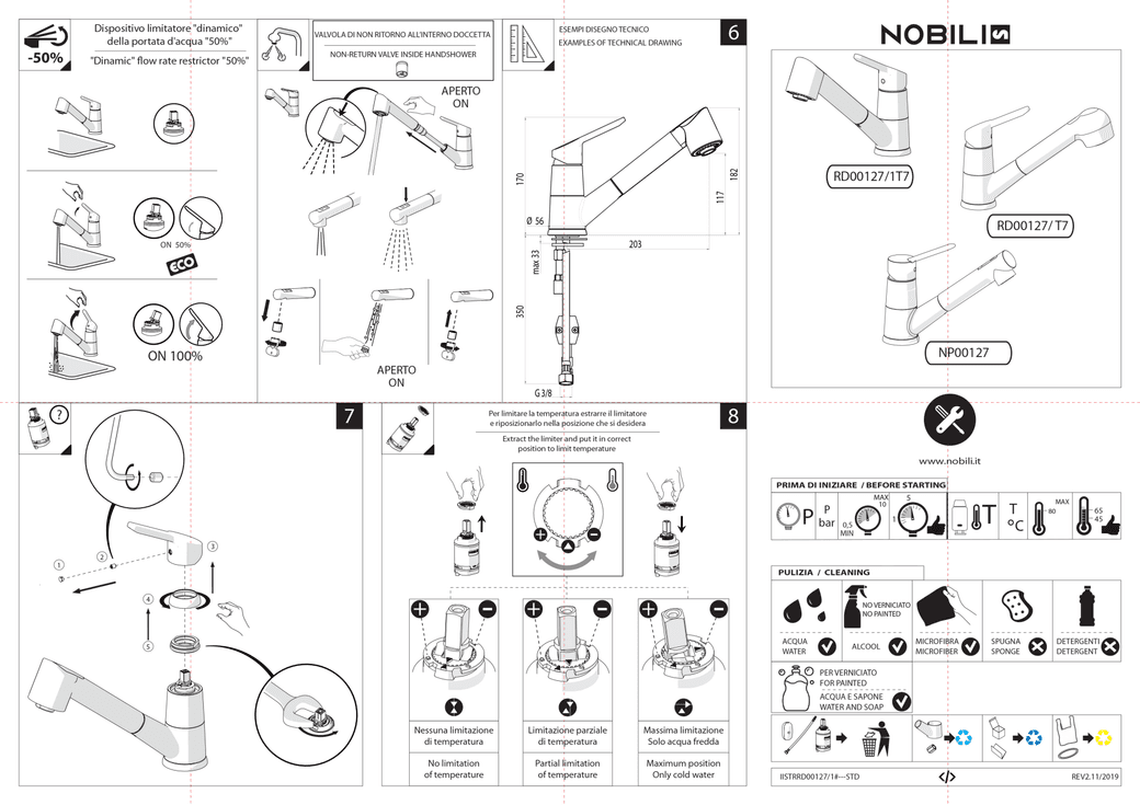 Ảnh VÒI RỬA BÁT DÂY RÚT NOBILI BLUES NB177 15
