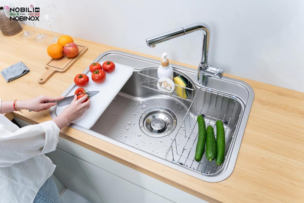 Ảnh CHẬU RỬA BÁT 1 HỐ NOBINOX ROSA NN975D 9