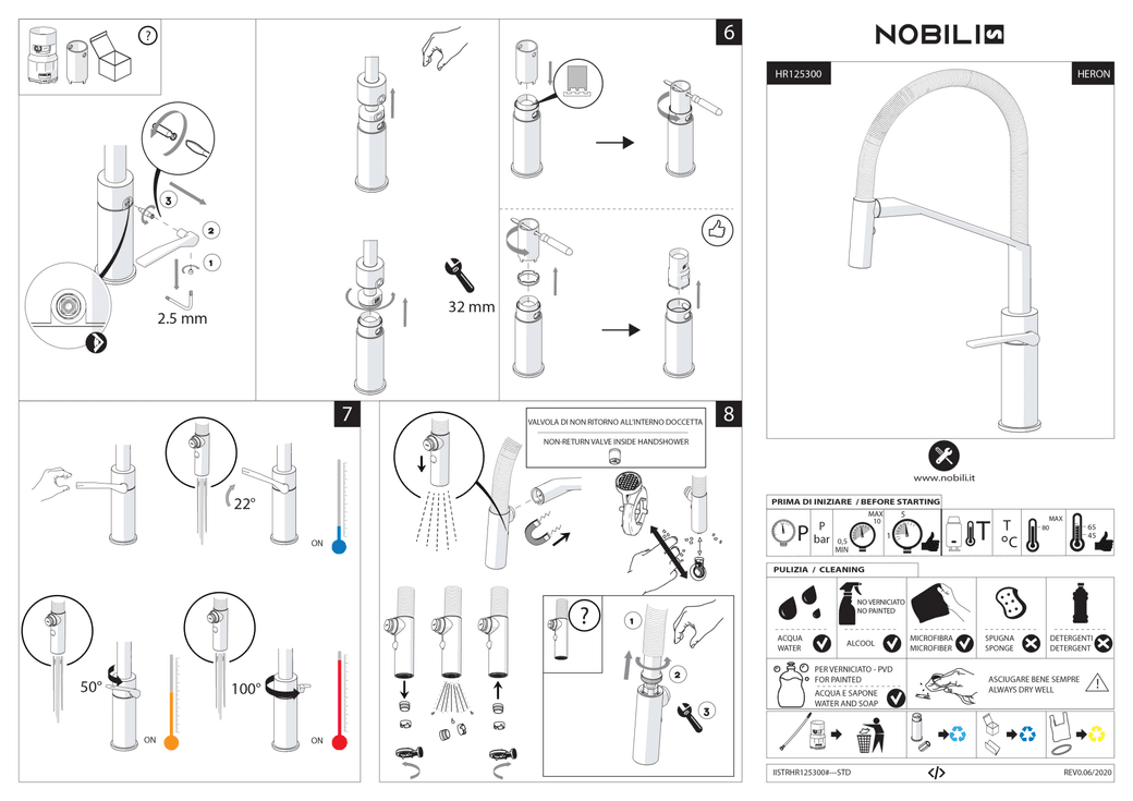 Ảnh Vòi rửa bát cần mềm NOBILI HERON NB228 22
