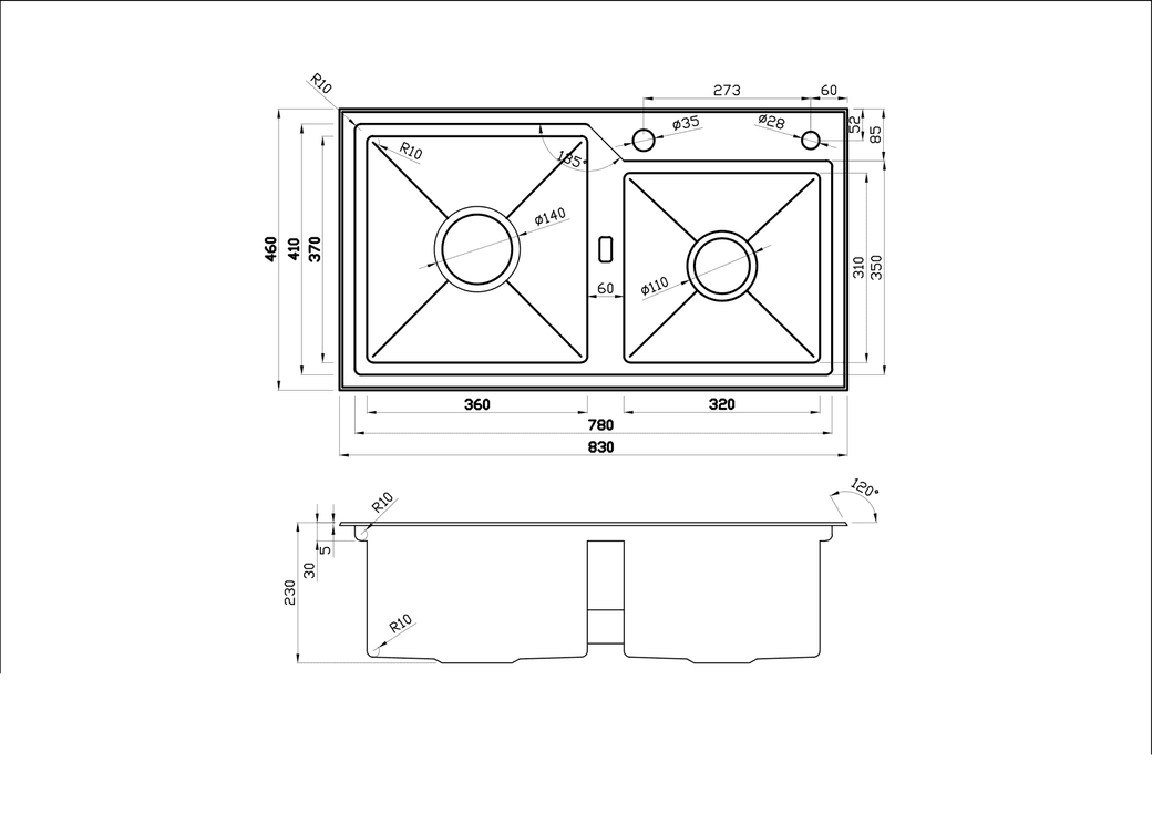 Ảnh CHẬU RỬA BÁT 2 HỐ NOBINOX LUMIA NJ513B  12