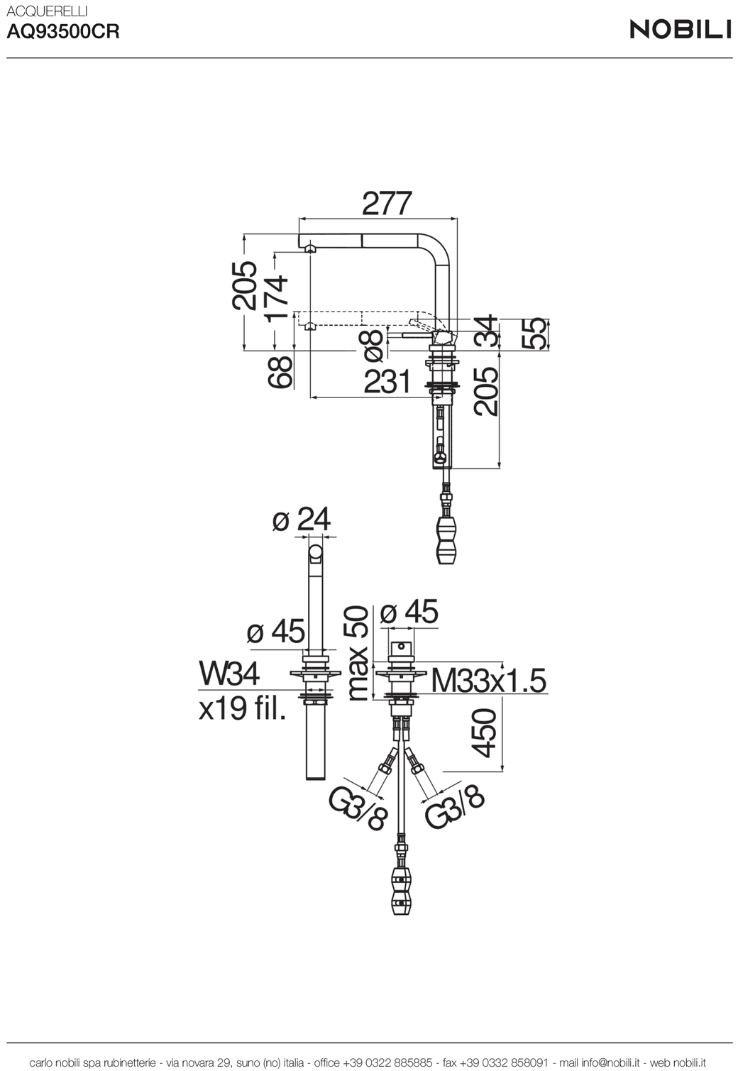 Ảnh VÒI RỬA BÁT DÂY RÚT NOBILI TABLE NB242 23