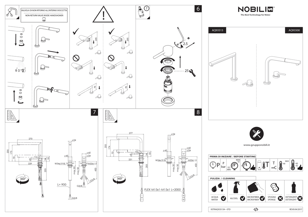 Ảnh VÒI RỬA BÁT DÂY RÚT NOBILI TABLE NB242 25