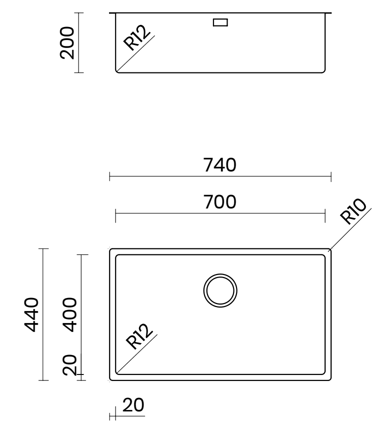 Ảnh CHẬU RỬA BÁT 1 HỐ TASCA CANOVA NT600B 8