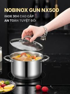Ảnh BỘ NỒI CHẢO QUÁNH INOX 4 MÓN NOBINOX GUN NX500 3