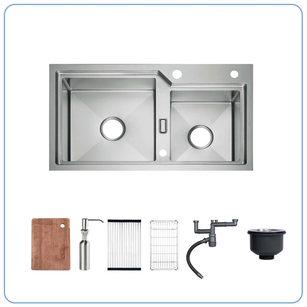 Ảnh CHẬU RỬA BÁT 2 HỐ NOBINOX LUMIA NJ512  2