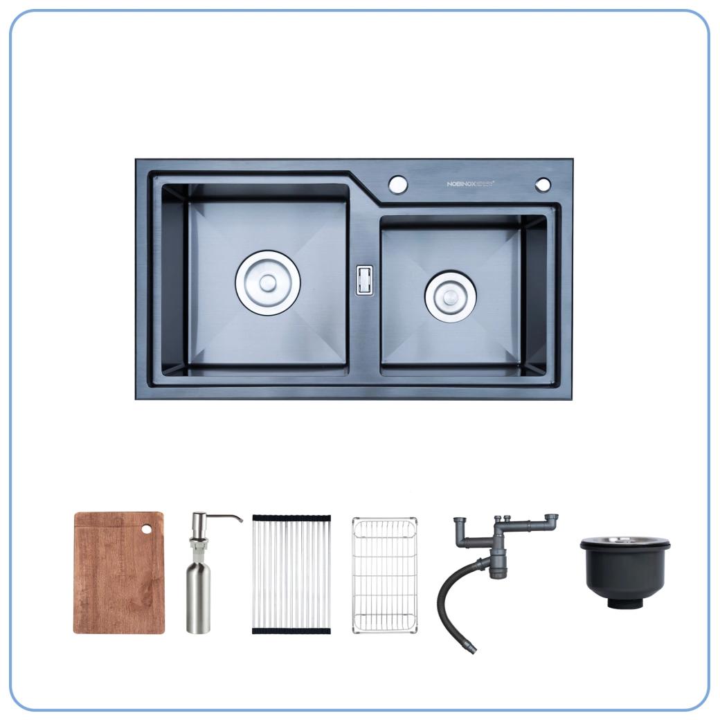 Ảnh CHẬU RỬA BÁT 2 HỐ NOBINOX LUMIA NJ513B  2