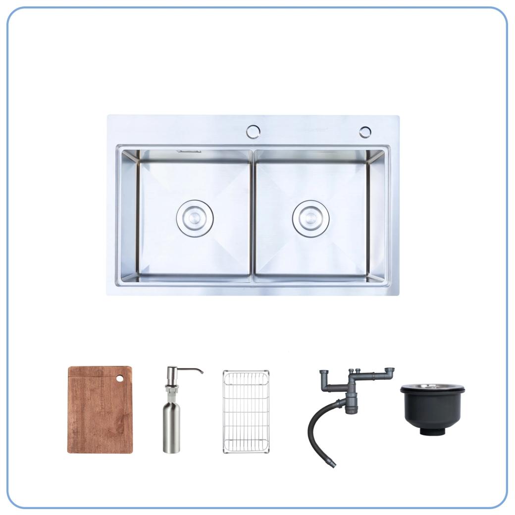 Ảnh CHẬU RỬA BÁT 2 HỐ NOBINOX LUMIA NJ522 2