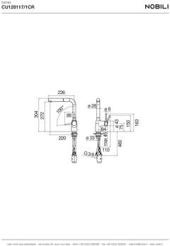Ảnh VÒI RỬA BÁT DÂY RÚT NOBILI MANIA NB215T 36
