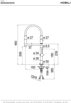 Ảnh Vòi rửa bát cần mềm NOBILI MOVE NB133S 12