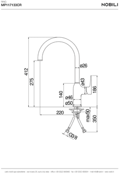 Ảnh Vòi rửa bát cần cứng NOBILI RING NB132 20