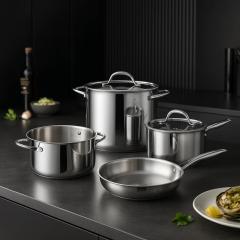 Ảnh BỘ NỒI CHẢO QUÁNH INOX 4 MÓN NOBINOX GUN NX500 6